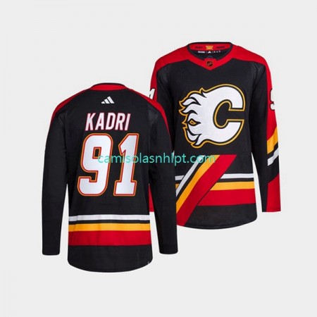 Camiseta Calgary Flames Nazem Kadri 91 Adidas 2022-2023 Reverse Retro Vermelho Authentic - Homem